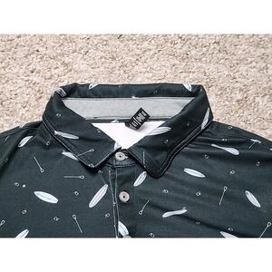 Anderson Ord Mens XL Short Sleeve Polo Golf Shirt Black Surfboard AOP